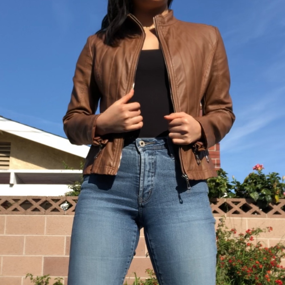 Brown Faux Leather Jacket